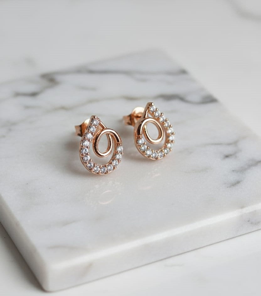Rose Gold Teardrop Sparkle Earrings